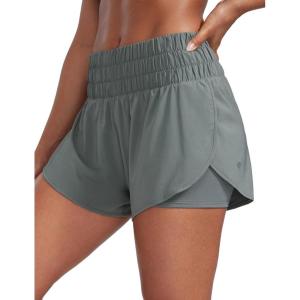 imageCRZ YOGA High Waisted Running Shorts for Women 3quot  Split Breathable for Athletic Tennis Gym Workout with PocketsGrey Sage