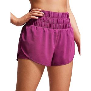 imageCRZ YOGA High Waisted Running Shorts for Women 3quot  Split Breathable for Athletic Tennis Gym Workout with PocketsMagenta Purple
