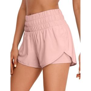 imageCRZ YOGA High Waisted Running Shorts for Women 3quot  Split Breathable for Athletic Tennis Gym Workout with PocketsPuff Pink