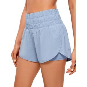 imageCRZ YOGA High Waisted Running Shorts for Women 3quot  Split Breathable for Athletic Tennis Gym Workout with PocketsThe Breeze Blue