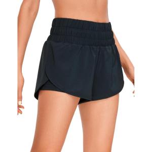 imageCRZ YOGA High Waisted Running Shorts for Women 3quot  Split Breathable for Athletic Tennis Gym Workout with PocketsTrue Navy