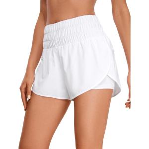 imageCRZ YOGA High Waisted Running Shorts for Women 3quot  Split Breathable for Athletic Tennis Gym Workout with PocketsWhite