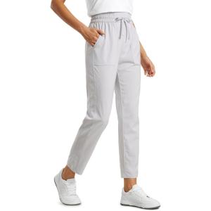 imageCRZ YOGA Lightweight Ankle Pants for Women 78 Casual Lounge Travel Work Trousers with PocketsPlatinum Grey