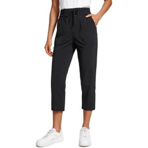 imageCRZ YOGA Lightweight Capri for Women 23quot Cropped Casual Lounge Work Athletic Travel Pants with Pockets Quick Dry SummerBlack