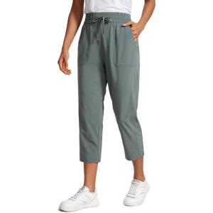 imageCRZ YOGA Lightweight Capri for Women 23quot Cropped Casual Lounge Work Athletic Travel Pants with Pockets Quick Dry SummerGrey Sage