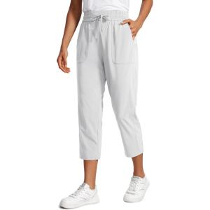 imageCRZ YOGA Lightweight Capri for Women 23quot Cropped Casual Lounge Work Athletic Travel Pants with Pockets Quick Dry SummerPlatinum Grey