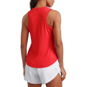 imageCRZ YOGA Lightweight Racerback Tank Tops for Women High Neck Workout Athletic Running Sleeveless ShirtsDeep Red