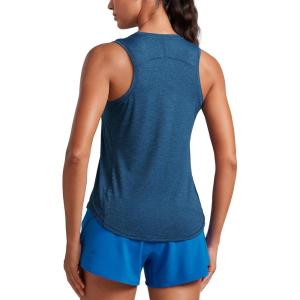 imageCRZ YOGA Lightweight Racerback Tank Tops for Women High Neck Workout Athletic Running Sleeveless ShirtsNight Blue Heather