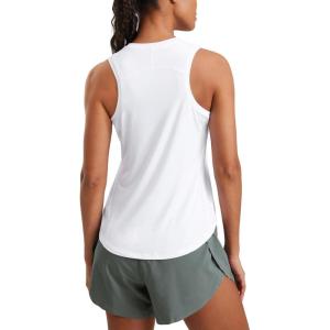 imageCRZ YOGA Lightweight Racerback Tank Tops for Women High Neck Workout Athletic Running Sleeveless ShirtsWhite