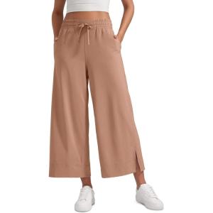 imageCRZ YOGA Lightweight Wide Leg Cropped Pants for Women 25quot High Waisted Loose Casual Lounge Travel Work Sweatpants SummerMocha Mousse