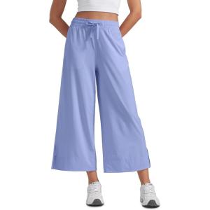 imageCRZ YOGA Lightweight Wide Leg Cropped Pants for Women 25quot High Waisted Loose Casual Lounge Travel Work Sweatpants SummerPeriwinkle Purple