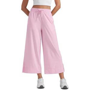 imageCRZ YOGA Lightweight Wide Leg Cropped Pants for Women 25quot High Waisted Loose Casual Lounge Travel Work Sweatpants SummerPink Peony