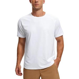 imageCRZ YOGA Mens Lightweight Athletic TShirts Moisture Wicking Running Workout Shirt Short Sleeve Gym TopsWhite
