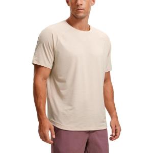 imageCRZ YOGA Mens Lightweight Athletic TShirts Moisture Wicking Running Workout Shirt Short Sleeve Gym TopsWhite Opal