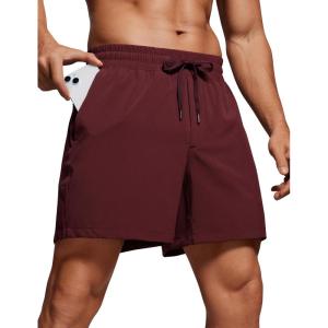 imageCRZ YOGA Mens Linerless Workout Shorts  5 Lightweight Quick Dry for Running Sports Athletic Gym with PocketsRed Merlot