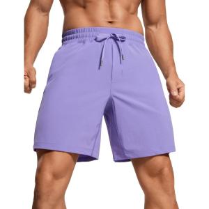 imageCRZ YOGA Mens Linerless Workout Shorts  7 Quick Dry for Running Sports Athletic Gym with PocketsDark Lavender Purple