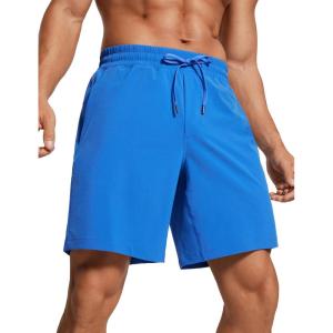 imageCRZ YOGA Mens Linerless Workout Shorts  7 Quick Dry for Running Sports Athletic Gym with PocketsSparkle Blue