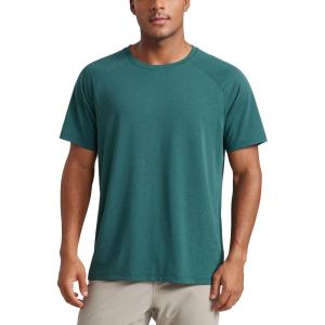 imageCRZ YOGA Mens Short Sleeve Mesh Workout Shirts Lightweight Breathable Running Athletic Training TShirt TopsForest Green