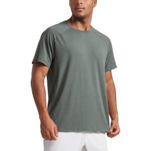 imageCRZ YOGA Mens Short Sleeve Mesh Workout Shirts Lightweight Breathable Running Athletic Training TShirt TopsGrey Sage