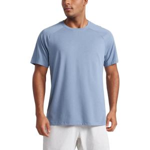 imageCRZ YOGA Mens Short Sleeve Mesh Workout Shirts Lightweight Breathable Running Athletic Training TShirt TopsSlate Blue