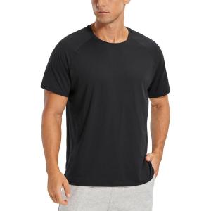 imageCRZ YOGA Mens Workout Short Sleeve TShirt Quick Dry Gym Athletic Running Stretchy Tee Shirts TopBlack