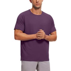 imageCRZ YOGA Mens Workout Short Sleeve TShirt Quick Dry Gym Athletic Running Stretchy Tee Shirts TopDeep Crocus Violet3