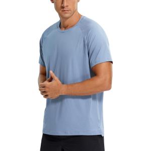 imageCRZ YOGA Mens Workout Short Sleeve TShirt Quick Dry Gym Athletic Running Stretchy Tee Shirts TopSlate Blue