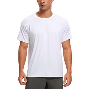 imageCRZ YOGA Mens Workout Short Sleeve TShirt Quick Dry Gym Athletic Running Stretchy Tee Shirts TopWhite