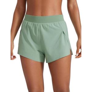 imageCRZ YOGA Running Shorts for Women High Waisted V Split for Gym Workout Athletic Track with Liner Breathable Quick DryGreen Palm Court