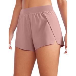 imageCRZ YOGA Running Shorts for Women High Waisted V Split for Gym Workout Athletic Track with Liner Breathable Quick DryTwilight Rose Pink