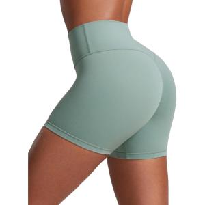 imageCRZ YOGA Secretsculpt Womens Butterlift High Waist Scrunch Butt Biker Shorts 4 Inches  No Front Seam Workout Gym BootyCrater Green