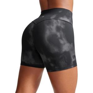 imageCRZ YOGA Secretsculpt Womens Butterlift High Waist Scrunch Butt Biker Shorts 4 Inches  No Front Seam Workout Gym BootyGrey Tie Dye Flowers