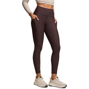 imageCRZ YOGA Thermal Fleece Lined Leggings Women 25  High Waisted Winter Workout Hiking Pants with Pockets Warm Running TightsHot Fudge Brown