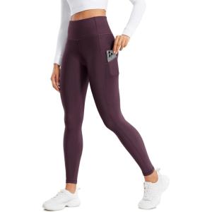 imageCRZ YOGA Thermal Fleece Lined Leggings Women 28  Winter Warm High Waisted Hiking Pants with Pockets Workout Running TightsDeep Purple