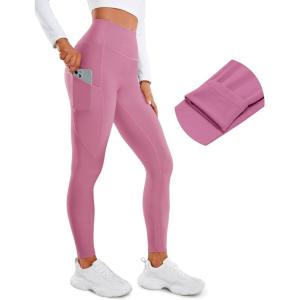 imageCRZ YOGA Thermal Fleece Lined Leggings Women 28  Winter Warm High Waisted Hiking Pants with Pockets Workout Running TightsVelvet Dust