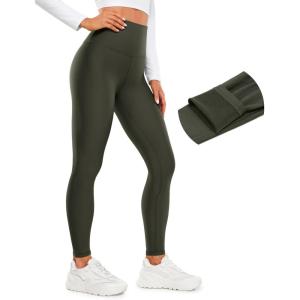 imageCRZ YOGA Thermal Fleece Lined Leggings Women 28  Winter Warm Workout Hiking Pants High Waisted Yoga Tights Full LengthOlive Green