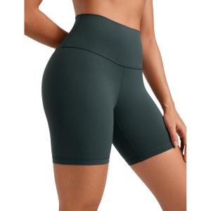 imageCRZ YOGA Womens ButterLuxe Biker Shorts 6 Inches  High Waisted Workout Running Volleyball Spandex YogaForest Dark Green