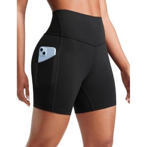 imageCRZ YOGA Womens Butterluxe Biker Shorts with Pockets 5 Inches  High Waisted Volleyball Workout Athletic YogaBlack