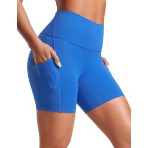 imageCRZ YOGA Womens Butterluxe Biker Shorts with Pockets 5 Inches  High Waisted Volleyball Workout Athletic YogaSparkle Blue