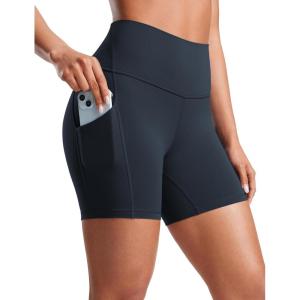 imageCRZ YOGA Womens Butterluxe Biker Shorts with Pockets 5 Inches  High Waisted Volleyball Workout Athletic YogaTrue Navy
