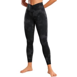 imageCRZ YOGA Womens Butterluxe Cross Waist Workout Leggings 25 Inches  V Crossover High Waisted Gym YogaBlack Tie Dye Flowers