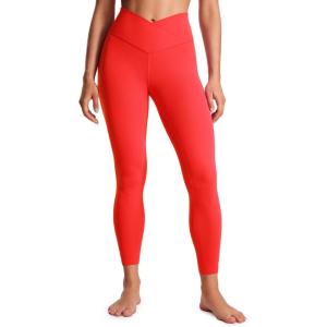 imageCRZ YOGA Womens Butterluxe Cross Waist Workout Leggings 25 Inches  V Crossover High Waisted Gym YogaDeep Red