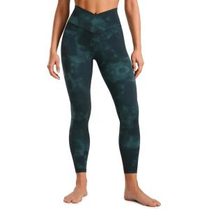 imageCRZ YOGA Womens Butterluxe Cross Waist Workout Leggings 25 Inches  V Crossover High Waisted Gym YogaGreen Tiedye Flowers