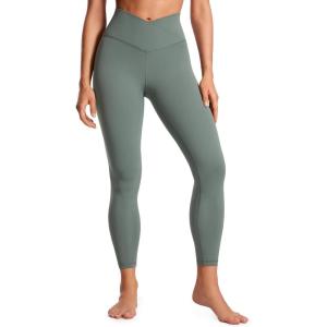 imageCRZ YOGA Womens Butterluxe Cross Waist Workout Leggings 25 Inches  V Crossover High Waisted Gym YogaGrey Sage