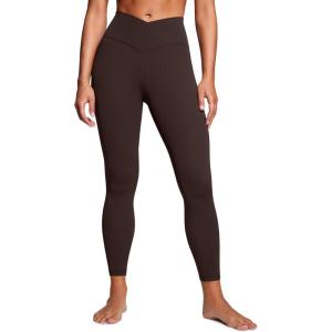 imageCRZ YOGA Womens Butterluxe Cross Waist Workout Leggings 25 Inches  V Crossover High Waisted Gym YogaHot Fudge Brown