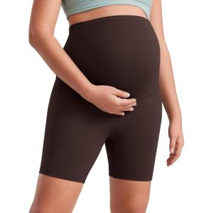 imageCRZ YOGA Womens Butterluxe Maternity Biker Shorts Over The Belly 6quot  Pregnancy Yoga Workout ActivewearHot Fudge Brown
