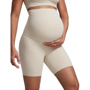 imageCRZ YOGA Womens Butterluxe Maternity Biker Shorts Over The Belly 6quot  Pregnancy Yoga Workout ActivewearMojave Tan