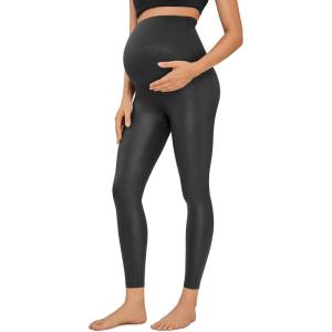 imageCRZ YOGA Womens Butterluxe Maternity Leggings Over The Belly 25quot  Buttery Soft Workout Activewear Yoga Pregnancy PantsFaux Leather Black