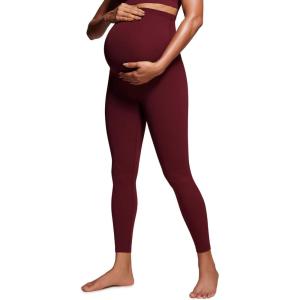 imageCRZ YOGA Womens Butterluxe Maternity Leggings Over The Belly 25quot  Buttery Soft Workout Activewear Yoga Pregnancy PantsRed Merlot
