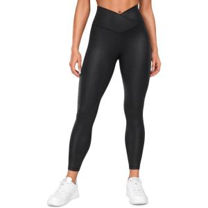 imageCRZ YOGA Womens Butterluxe Matte Faux Leather Cross Waist Leggings 25quot  V Crossover High Waisted LoungeBlack Classic